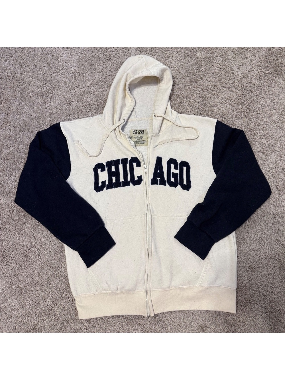 Vintage Y2K New York Popular Chicago Zip-Up Hoodie Size Large